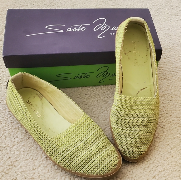 Sesto Meucci Shoes - Chartreuse Green Sesto Meucci Boho Woven Flats Like Toms Made In Italy 9